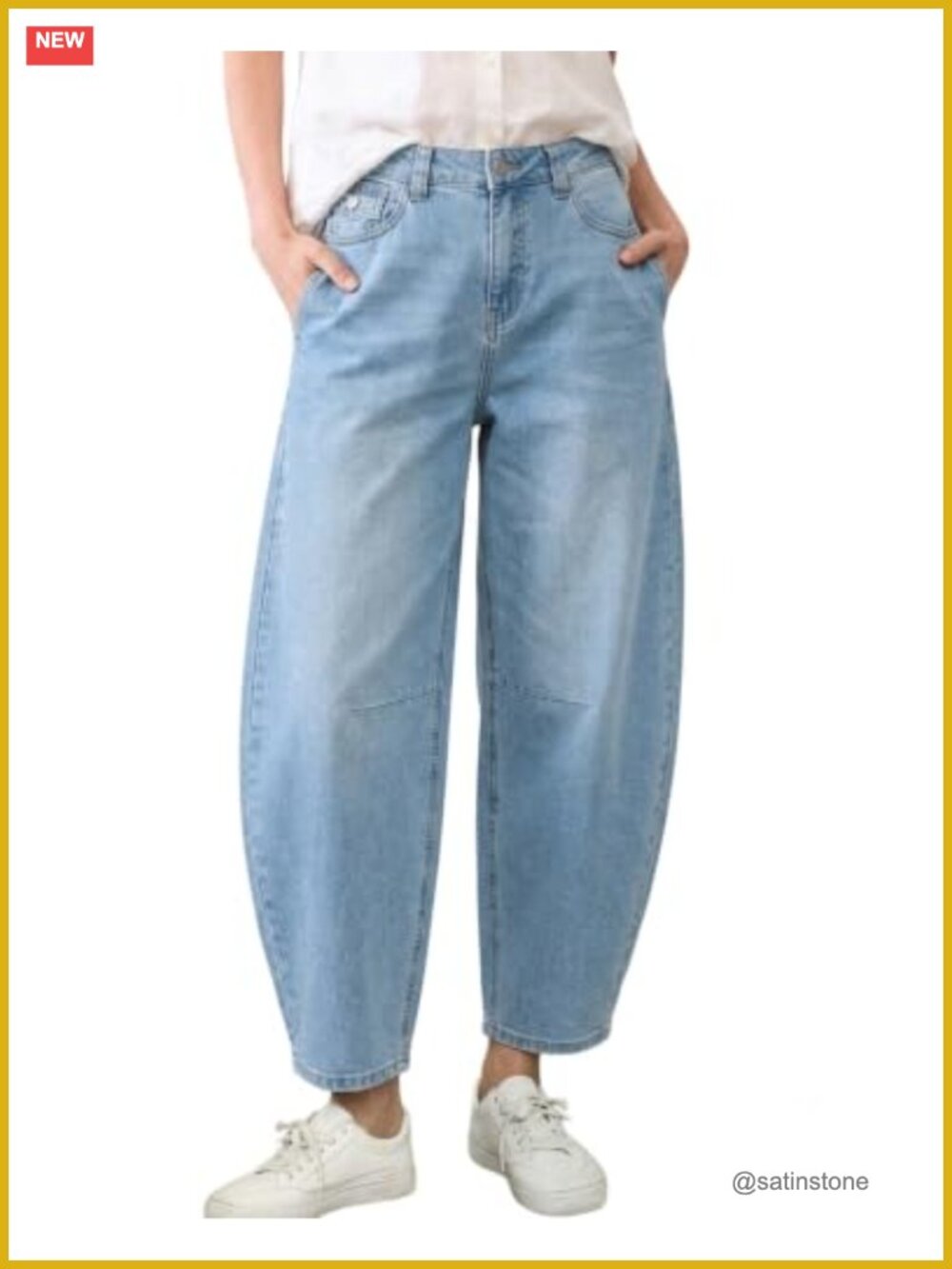 High Waisted Barrel Jeans Stretchy Wide Leg Cropped Denim Pants